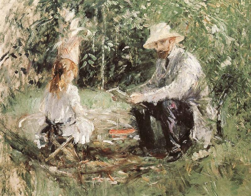 Berthe Morisot Manet and his daughter oil painting picture